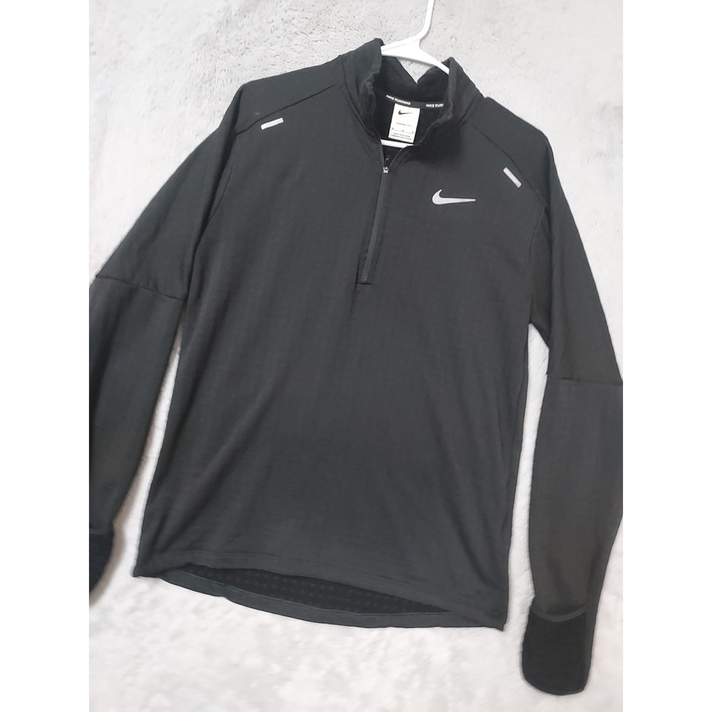Nike Pullover Mens Medium Running Therma Sphere Half Zip Grid Fleece Reflective